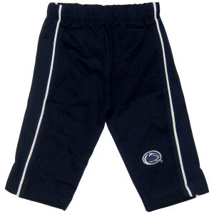 infant navy casual pants with white stripes on outside legs and stitched Penn State Athletic Logo
